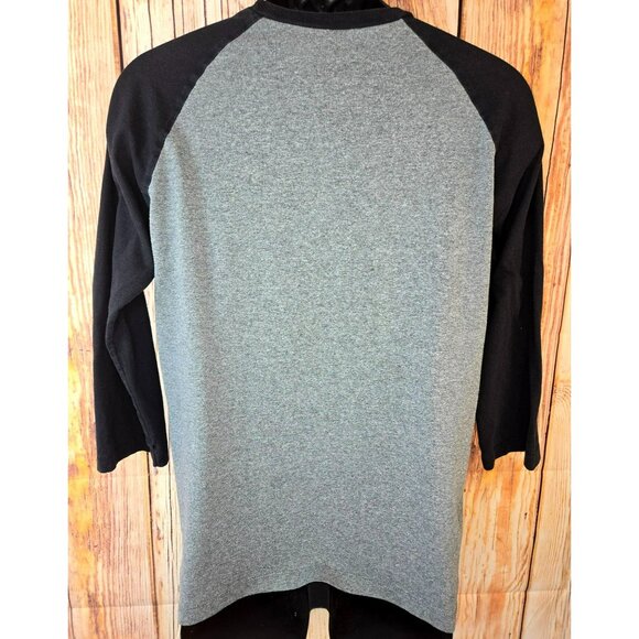 Cinch Modern Fit Mens Shirt Medium Gray-Black Raglan Baseball Tee - Picture 3 of 8